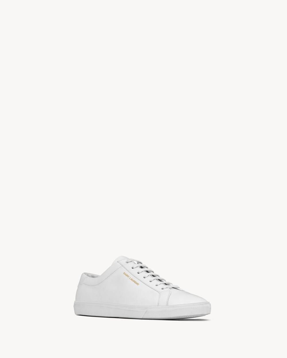 SAINT LAURENT Men andy sneakers in leather BLANC OPTIQUE 6068330M5009030