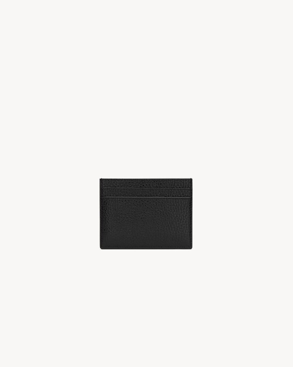 SAINT LAURENT Men tiny cassandre card case in grained leather BLACK 607603AAC681000