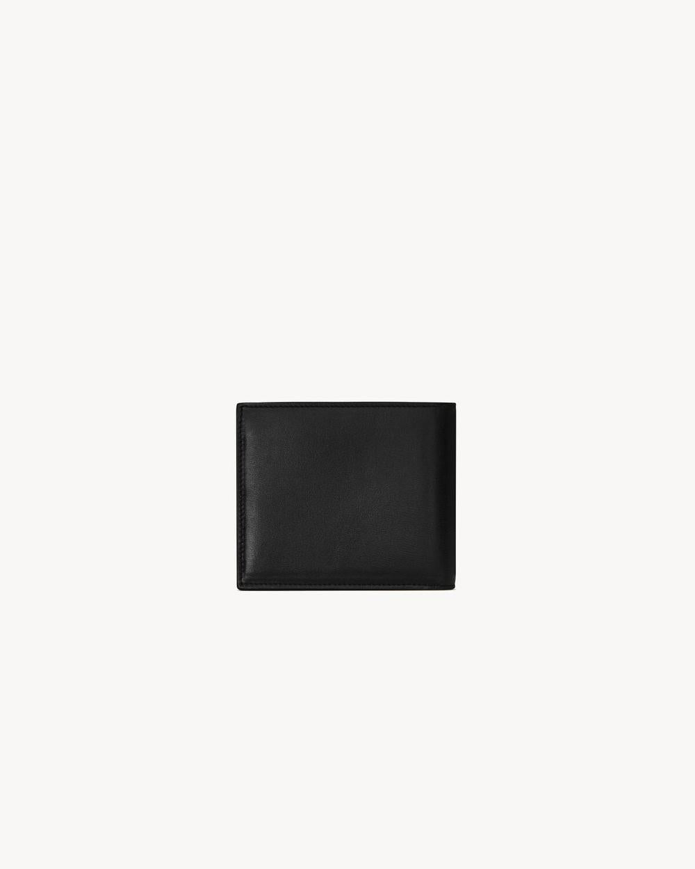 SAINT LAURENT Men tiny cassandre east/west wallet in shiny leather BLACK 60772702G0W1000