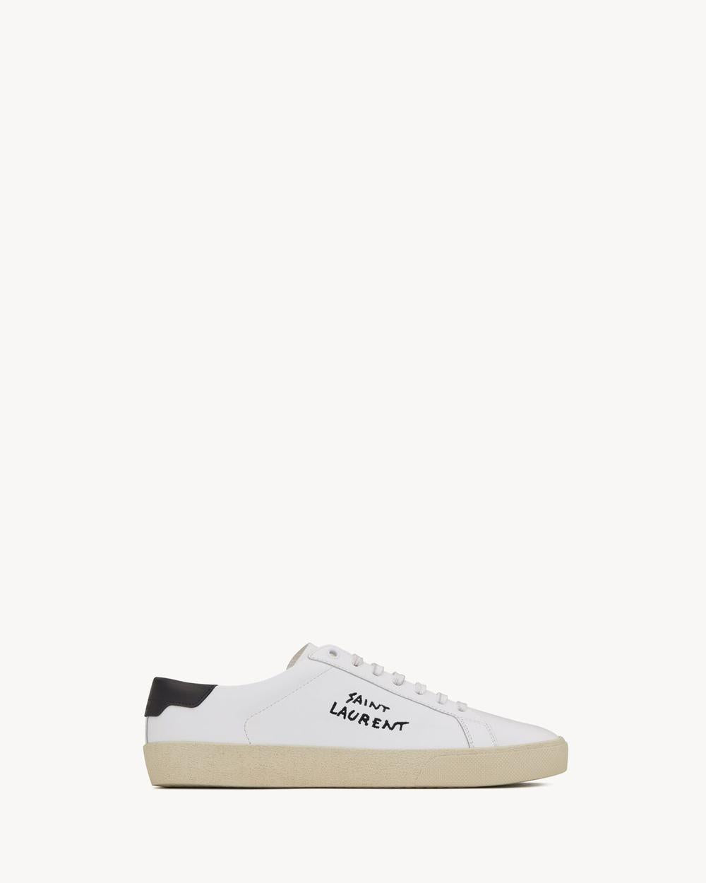 SAINT LAURENT Men court classic sl/06 embroidered sneakers in smooth leather OPTIC WHITE 610685AABEE9061