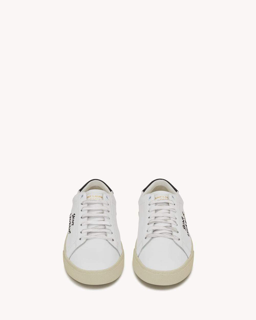 SAINT LAURENT Men court classic sl/06 embroidered sneakers in smooth leather OPTIC WHITE 610685AABEE9061