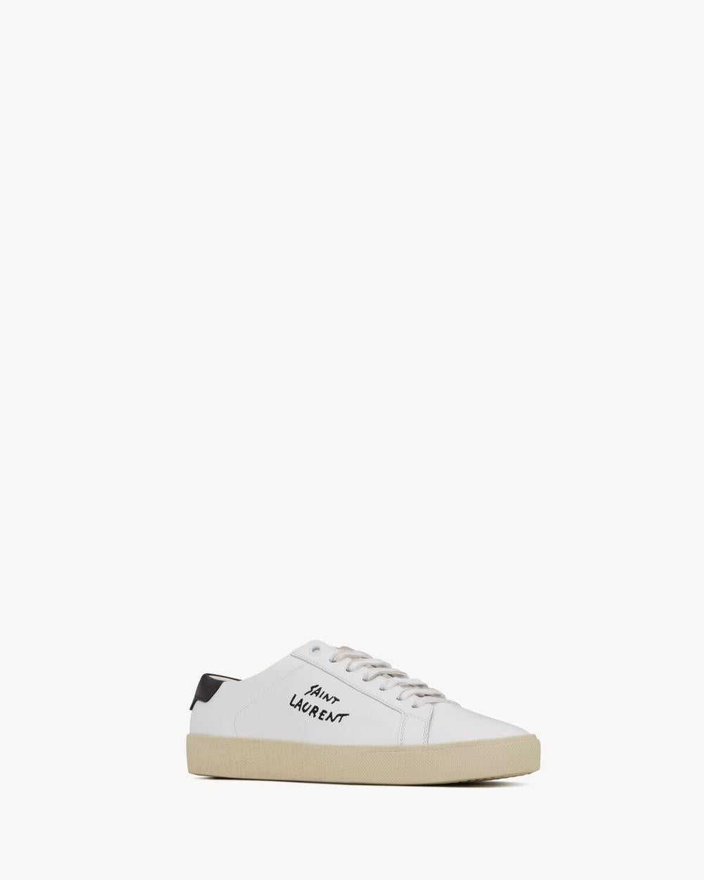 SAINT LAURENT Men court classic sl/06 embroidered sneakers in smooth leather OPTIC WHITE 610685AABEE9061