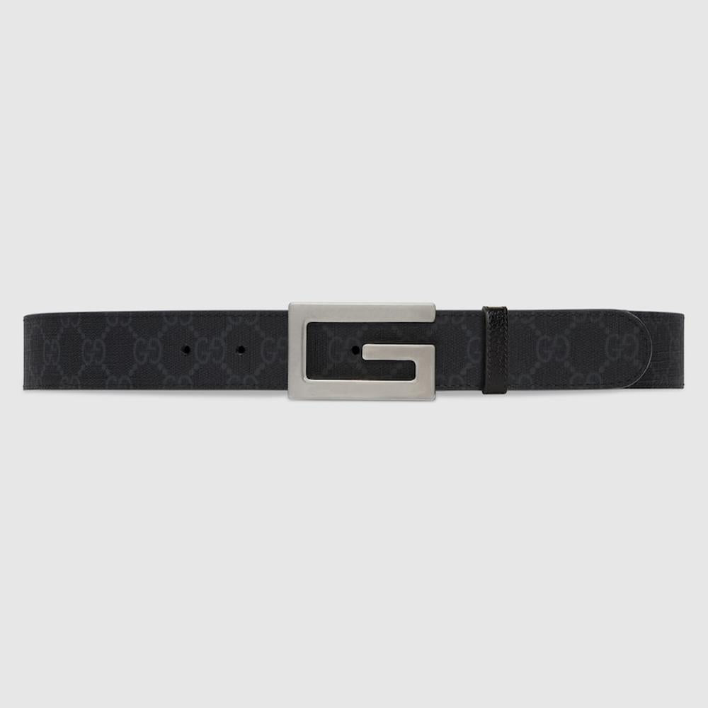 GUCCI Men Reversible belt with Square G buckle black GG Supreme 626974 K9GSN 1000