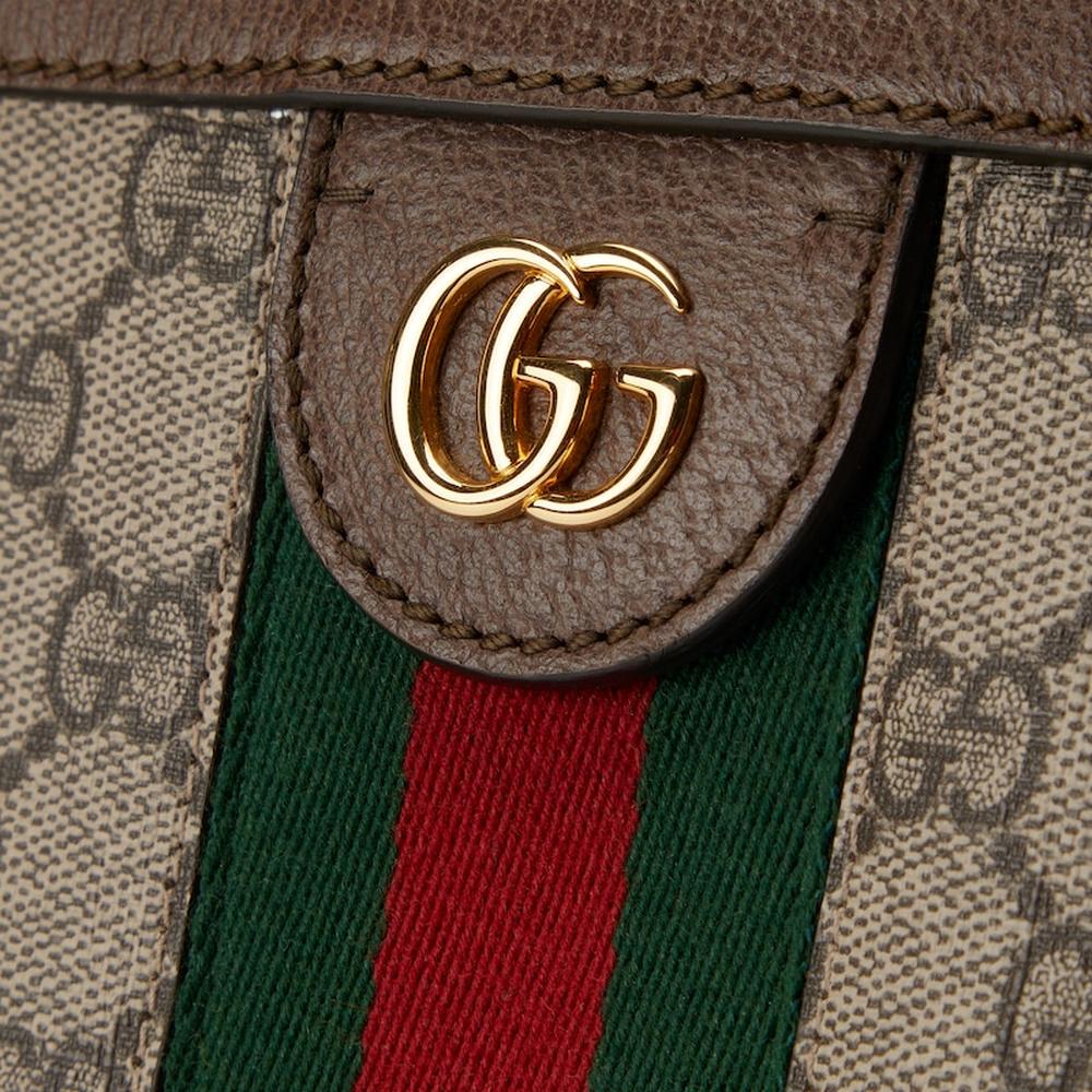 حقيبة يد نسائية متوسطة الحجم من GUCCI Ophidia باللون البيج/البني الداكن من قماش GG Supreme 631685 96IWB 8745