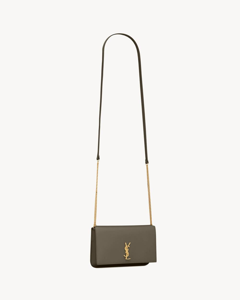 SAINT LAURENT Women cassandre phone holder in smooth leather LIGHT MUSK 6350950U40J3212