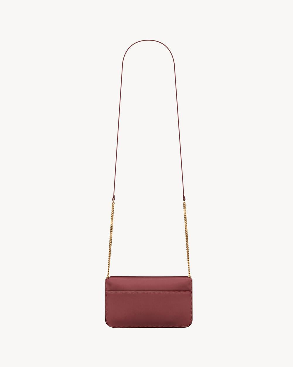 SAINT LAURENT Women cassandre phone holder in smooth leather ROUGE MERLOT 6350950U40J6592