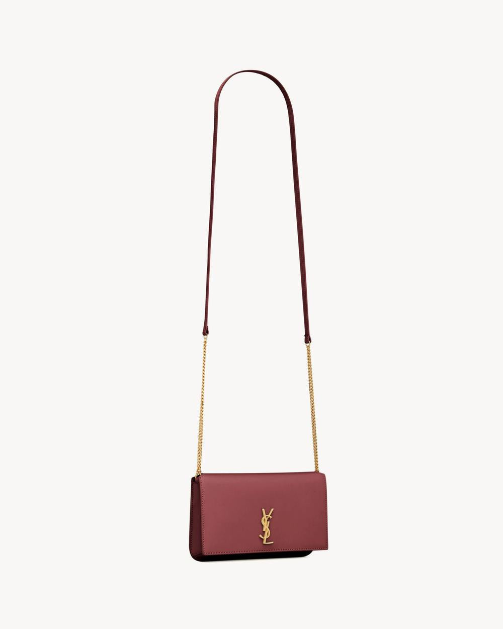 SAINT LAURENT Women cassandre phone holder in smooth leather ROUGE MERLOT 6350950U40J6592