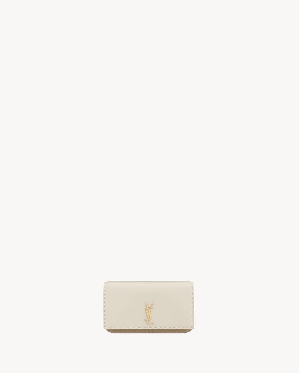 SAINT LAURENT Women cassandre phone holder in smooth leather BLANC VINTAGE 6350950U40J9207