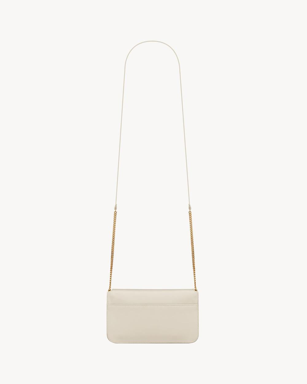 SAINT LAURENT Women cassandre phone holder in smooth leather BLANC VINTAGE 6350950U40J9207