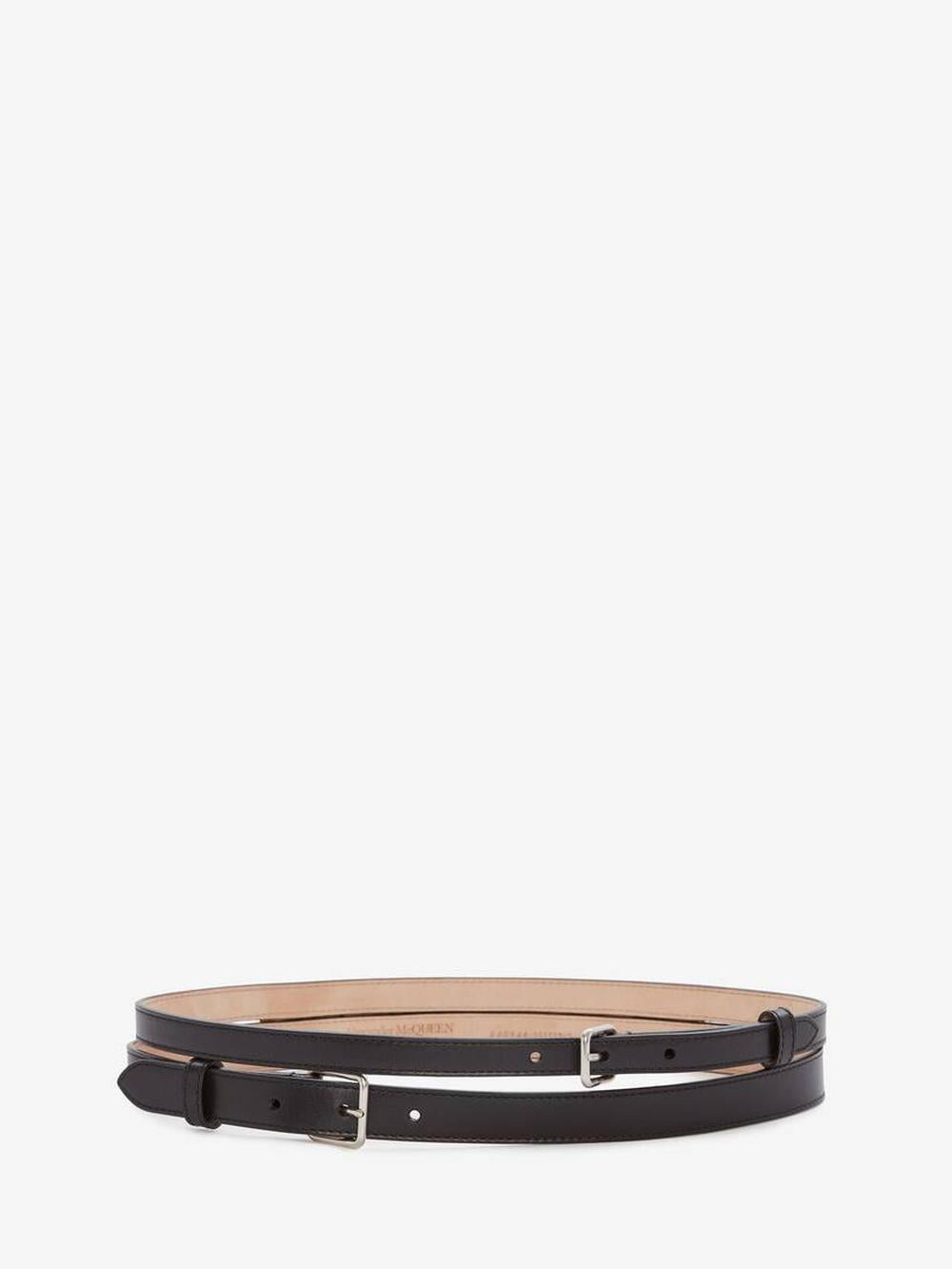 ALEXANDER MCQUEEN Women Thin Double Belt in Black 6409441BR0I1000