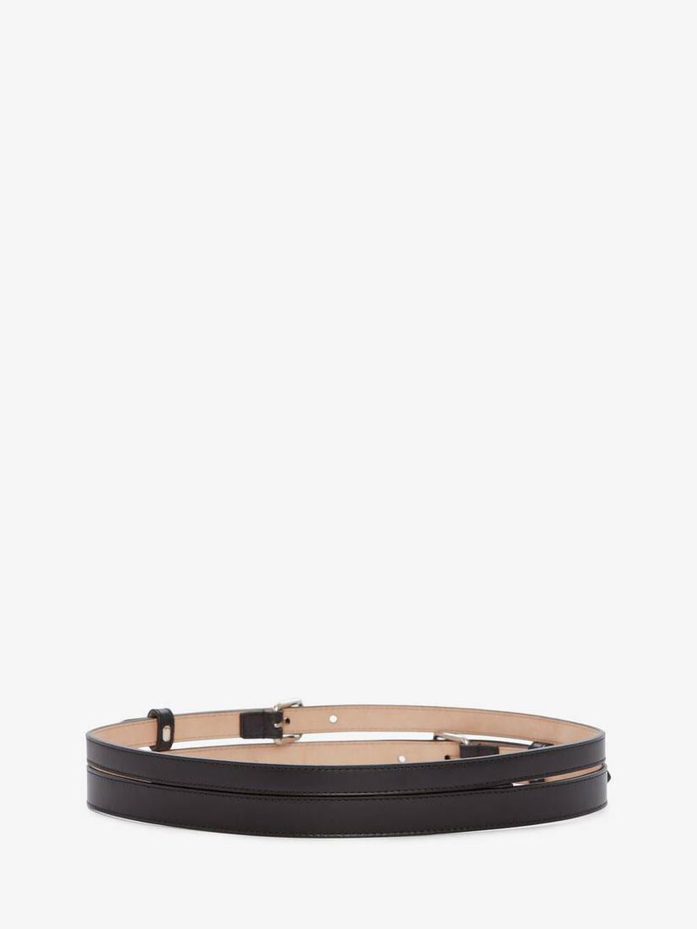 ALEXANDER MCQUEEN Women Thin Double Belt in Black 6409441BR0I1000