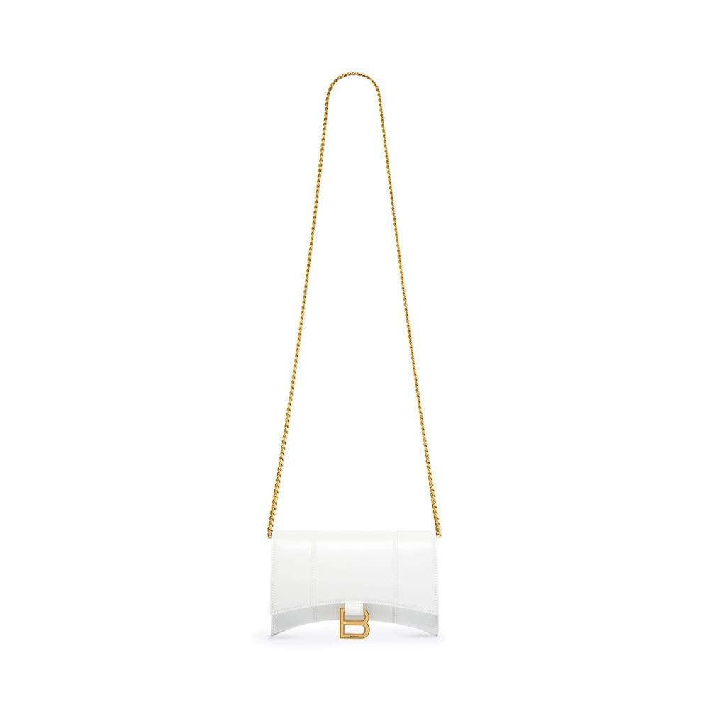 BALENCIAGA Women Hourglass Chain Wallet in White 6560501QJ4M9000