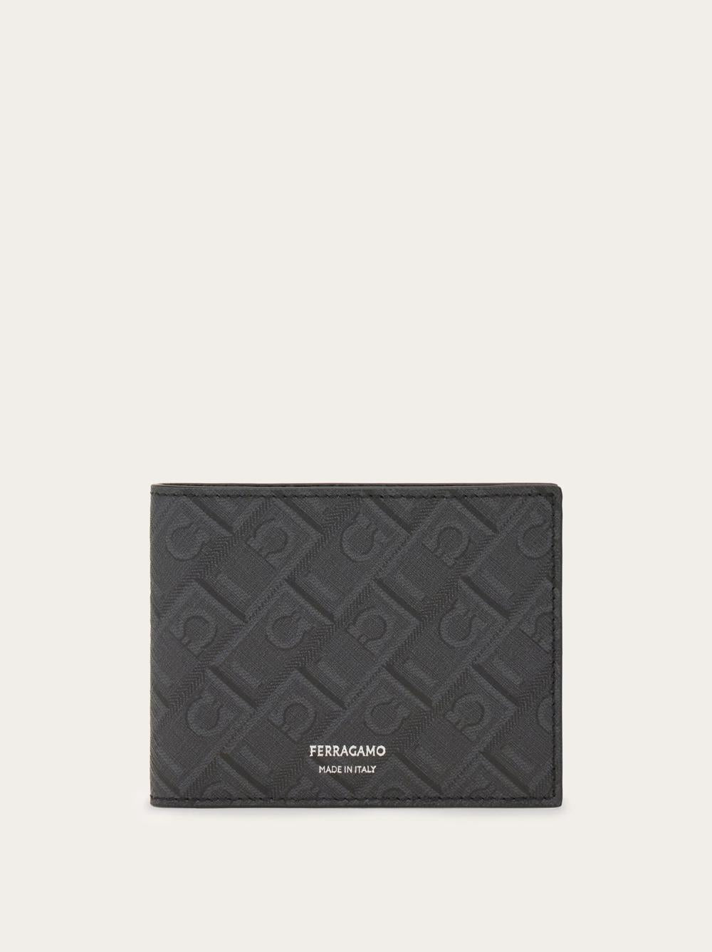 FERRAGAMO Men Ferragamo Monogram Wallet Black/Grey 661550 780328