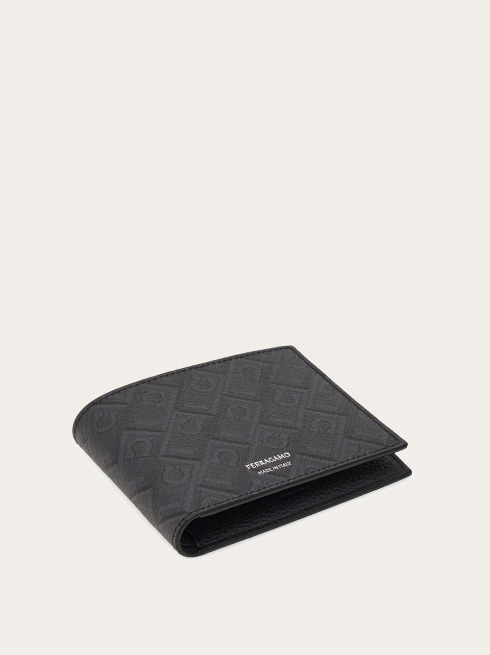 FERRAGAMO Men Ferragamo Monogram Wallet Black/Grey 661550 780328