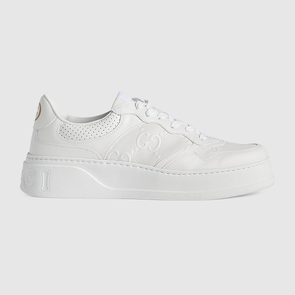 GUCCI Men GG embossed trainer white leather 669582 1XL10 9014