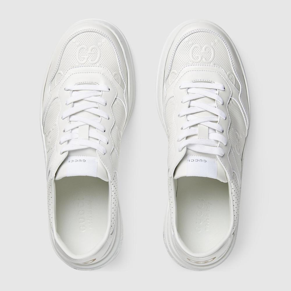 GUCCI Men GG embossed trainer white leather 669582 1XL10 9014