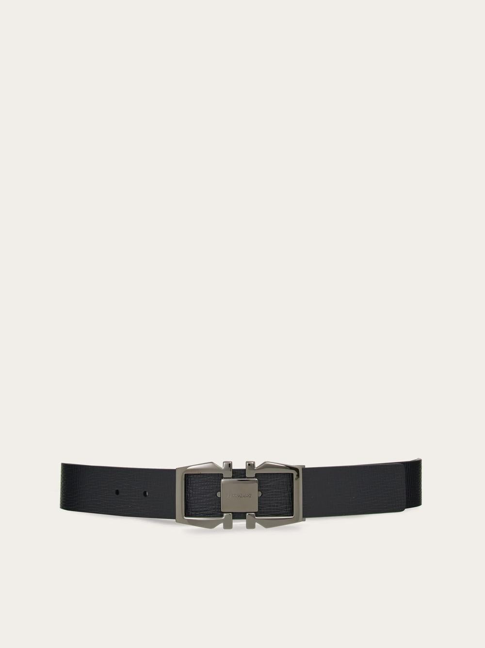 FERRAGAMO Men Adjustable and reversible belt with Gancini buckle Dark/Cocoa 670251 764796