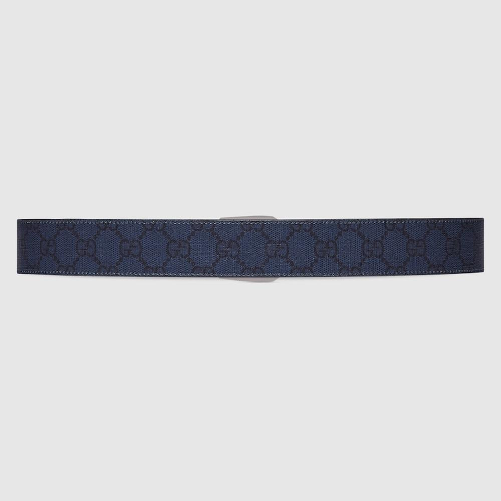 GUCCI Men Belt with Interlocking G detail Blue and dark blue GG Supreme 673921 FABY3 8442