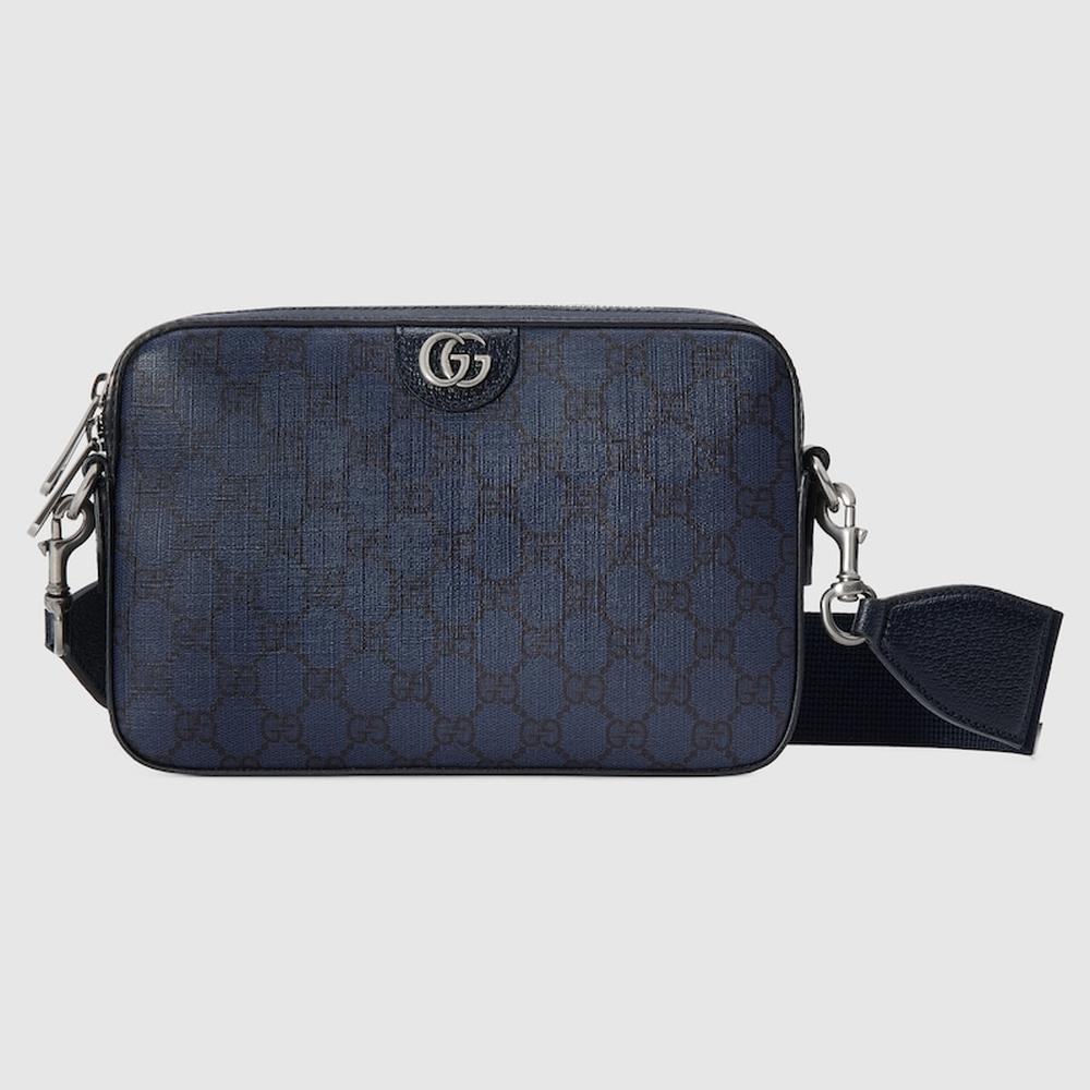 حقيبة كروس بودي صغيرة للرجال من GUCCI Ophidia باللونين الأزرق والأسود من قماش GG Supreme 699439 UULHK 8441