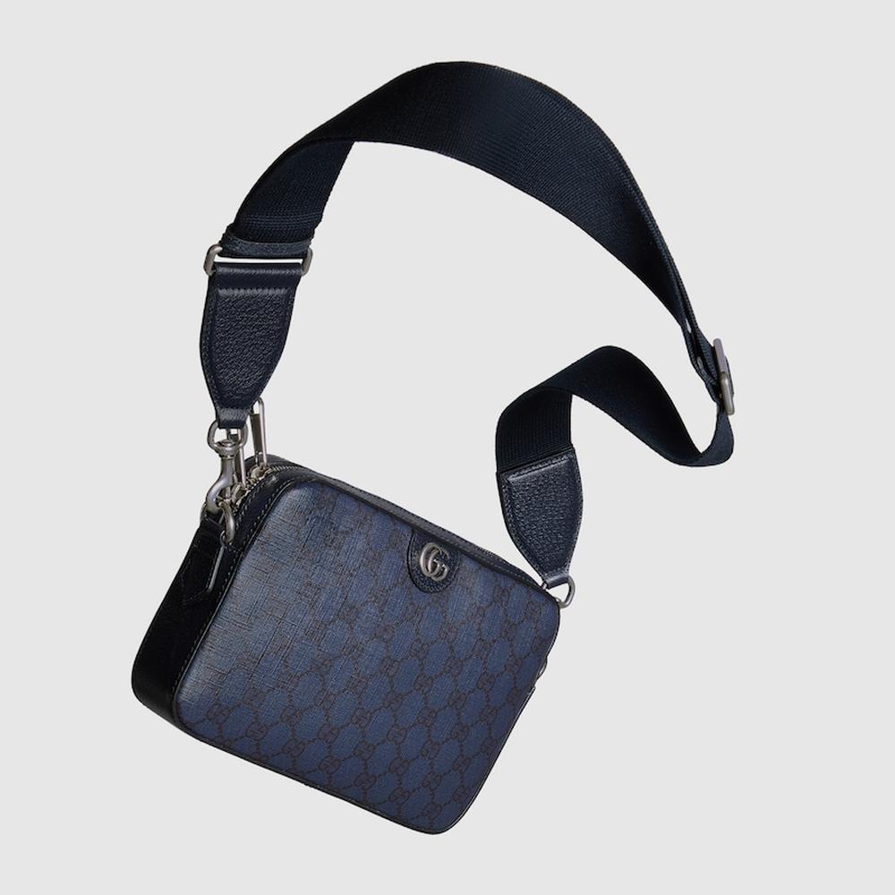 حقيبة كروس بودي صغيرة للرجال من GUCCI Ophidia باللونين الأزرق والأسود من قماش GG Supreme 699439 UULHK 8441