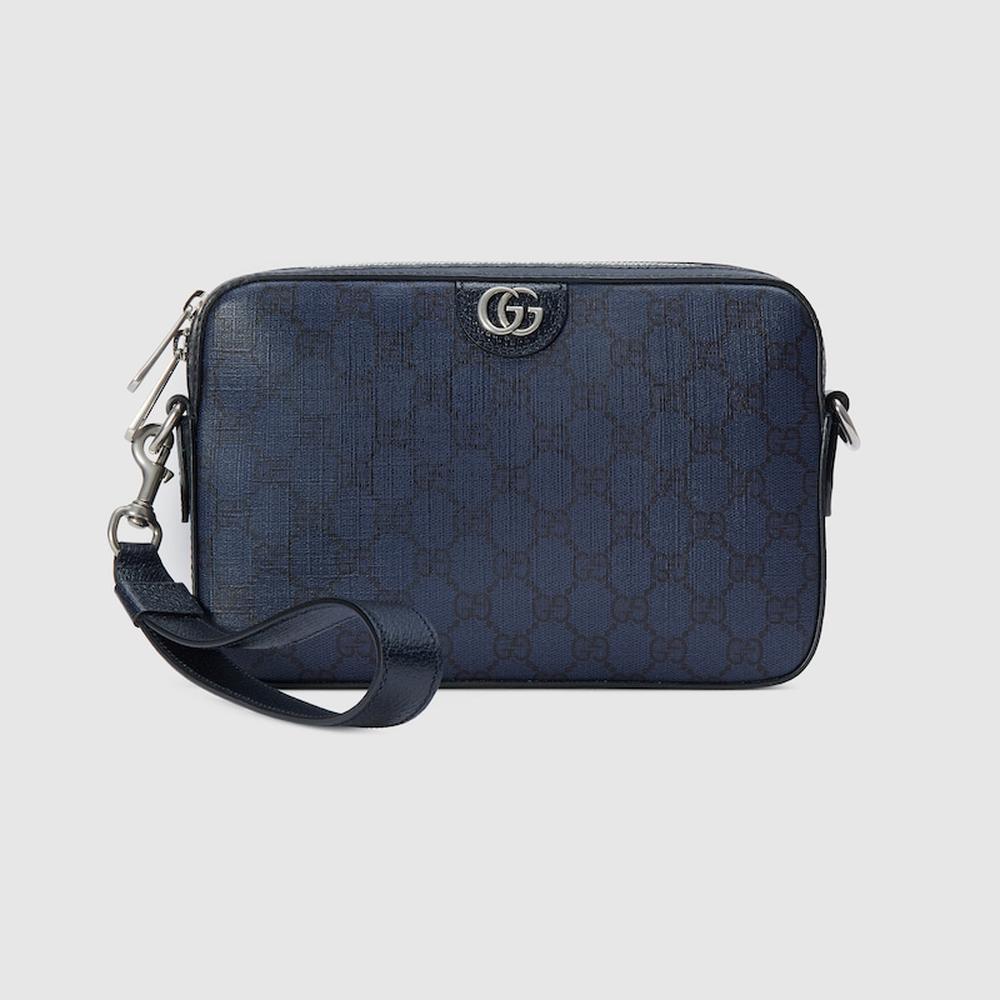 حقيبة كروس بودي صغيرة للرجال من GUCCI Ophidia باللونين الأزرق والأسود من قماش GG Supreme 699439 UULHK 8441