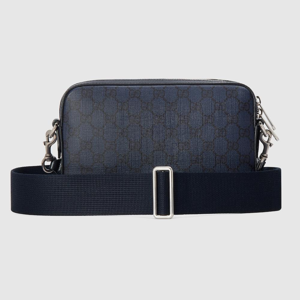 حقيبة كروس بودي صغيرة للرجال من GUCCI Ophidia باللونين الأزرق والأسود من قماش GG Supreme 699439 UULHK 8441