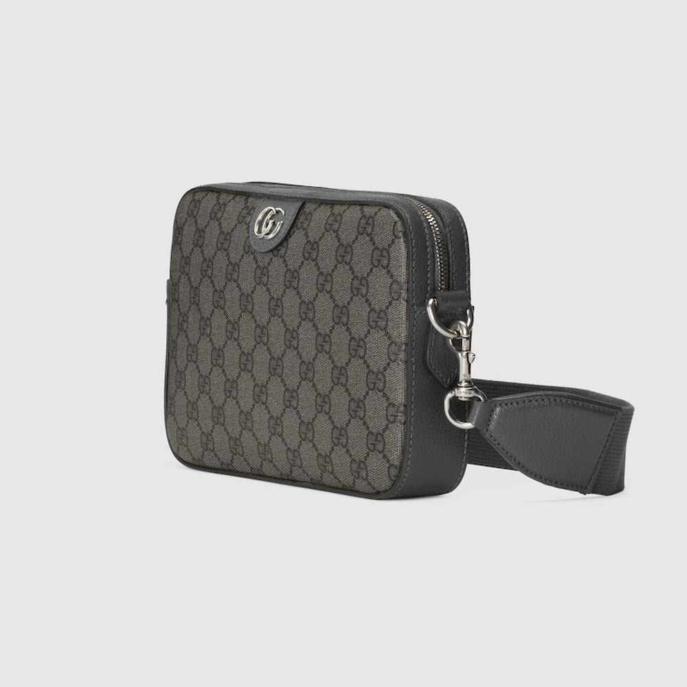 GUCCI Men Ophidia small crossbody bag Grey and black GG Supreme canvas 699439 UULHK 8576