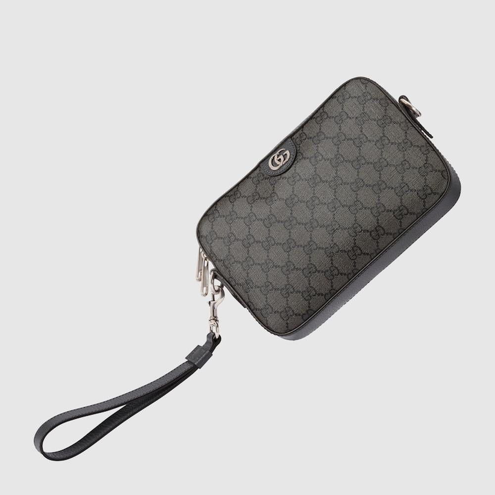 GUCCI Men Ophidia small crossbody bag Grey and black GG Supreme canvas 699439 UULHK 8576