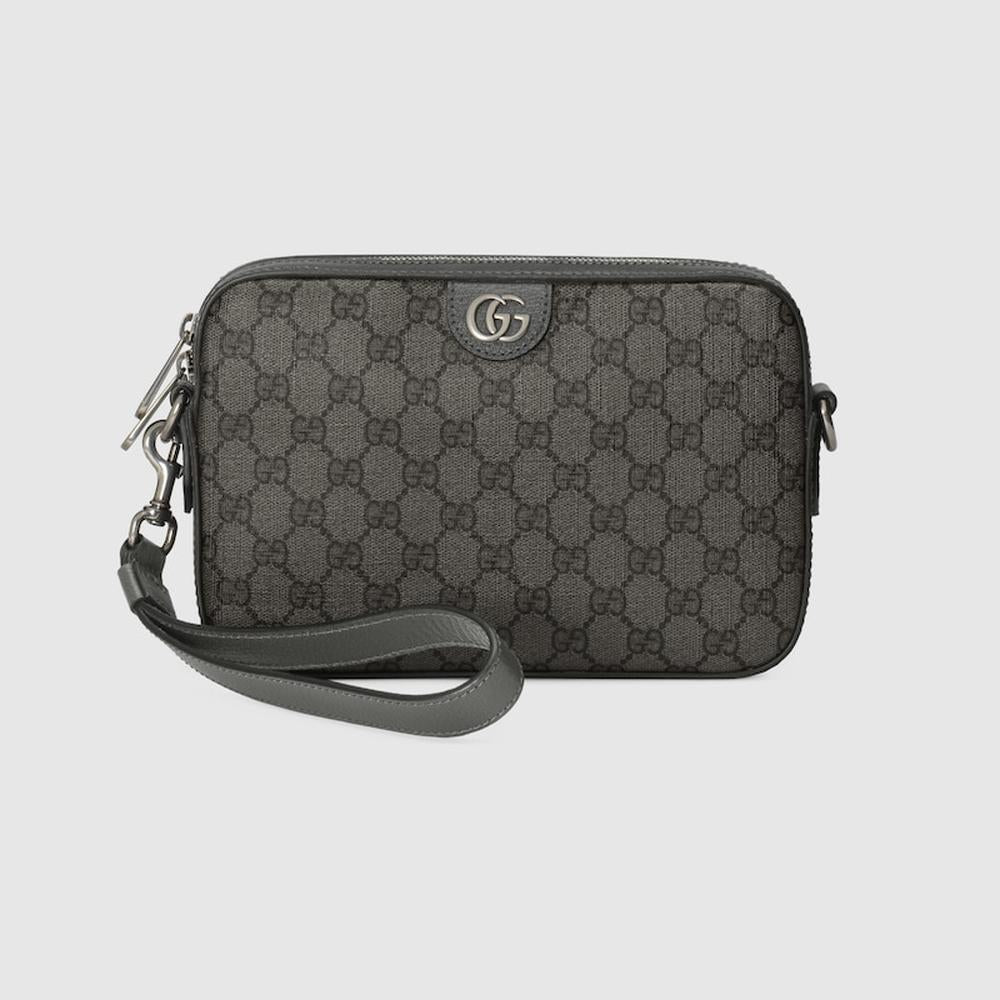 GUCCI Men Ophidia small crossbody bag Grey and black GG Supreme canvas 699439 UULHK 8576