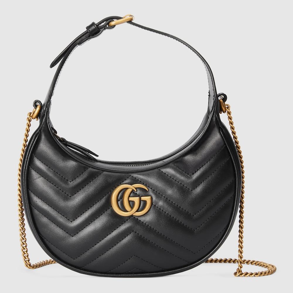 حقيبة كتف صغيرة GG Marmont للنساء من GUCCI باللون الأسود من الجلد 699514 DTDHT 1000