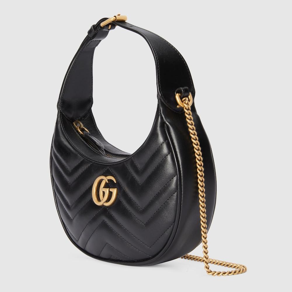 حقيبة كتف صغيرة GG Marmont للنساء من GUCCI باللون الأسود من الجلد 699514 DTDHT 1000