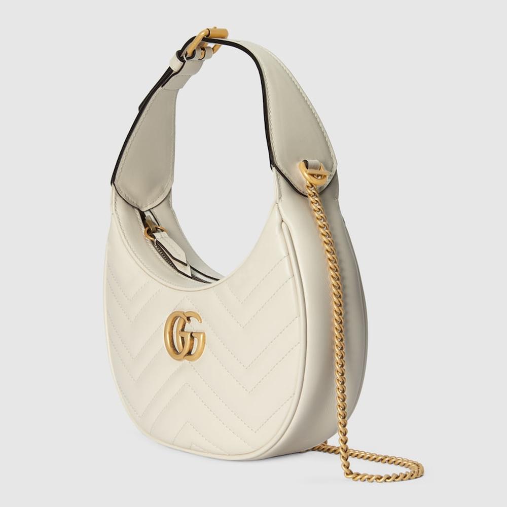 GUCCI Women GG Marmont mini shoulder bag white leather 699514 DTDHT 9022