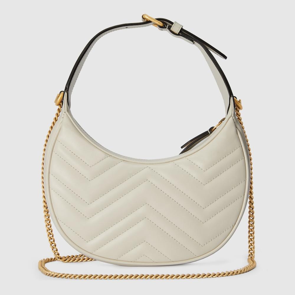 GUCCI Women GG Marmont mini shoulder bag white leather 699514 DTDHT 9022