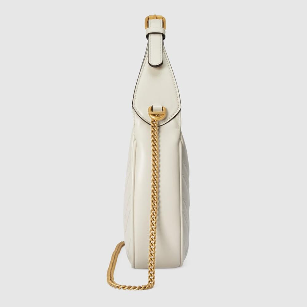 GUCCI Women GG Marmont mini shoulder bag white leather 699514 DTDHT 9022