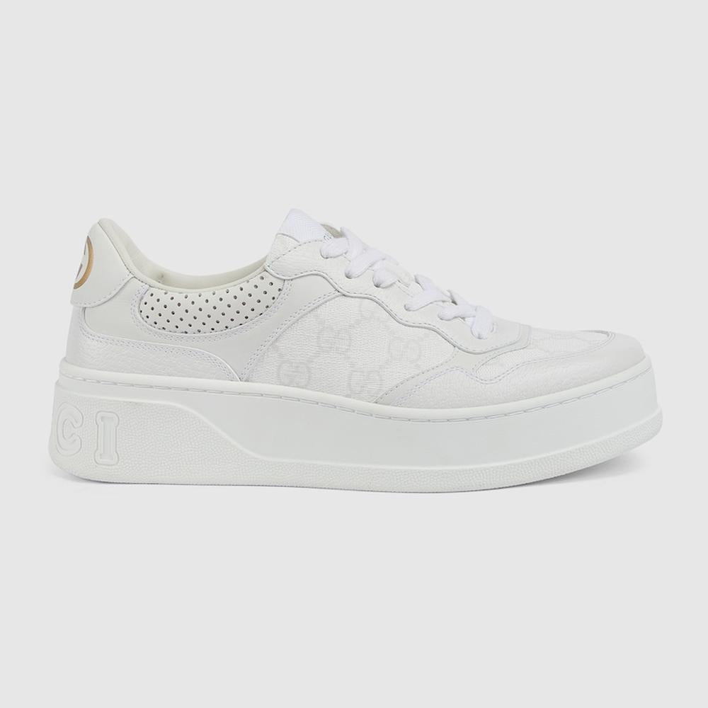 GUCCI Women GG trainer White and grey Supreme canvas 700775 AACV2 9048