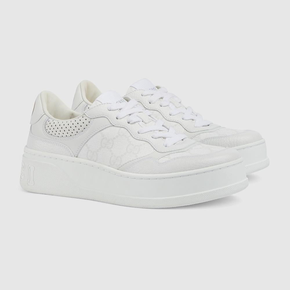 GUCCI Women GG trainer White and grey Supreme canvas 700775 AACV2 9048