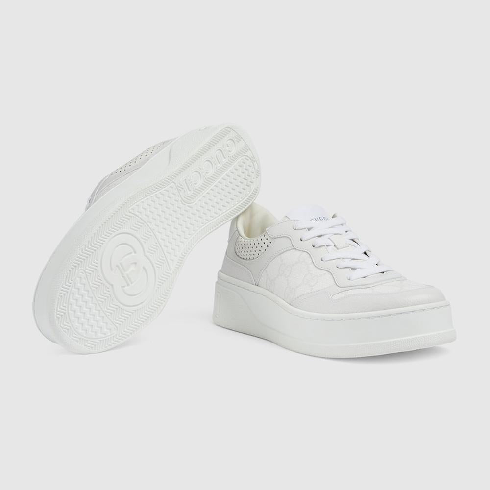 GUCCI Women GG trainer White and grey Supreme canvas 700775 AACV2 9048