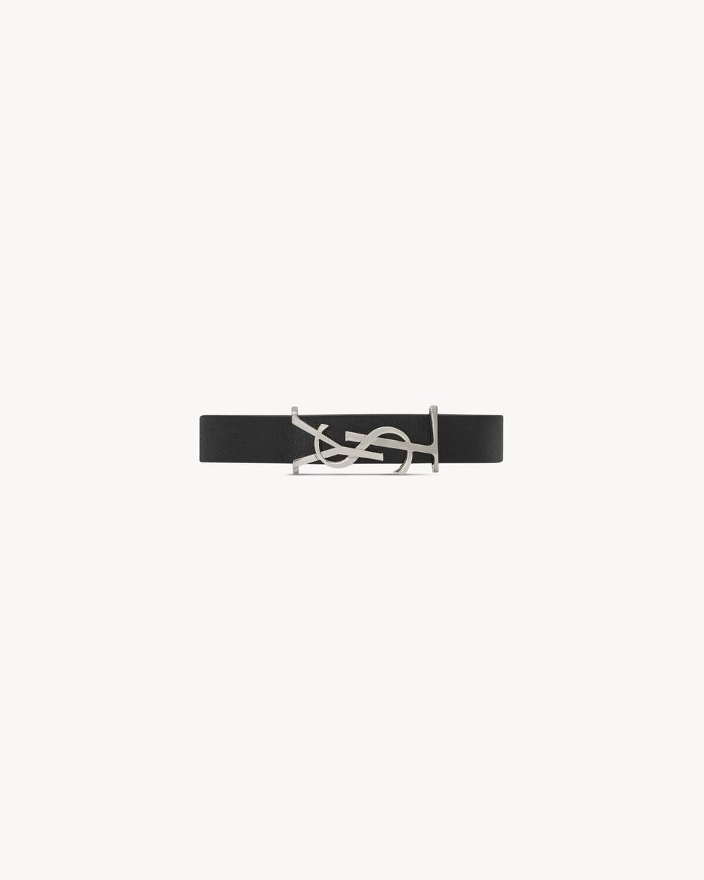 SAINT LAURENT Women cassandre bracelet in leather BLACK 7088150IH0E1000