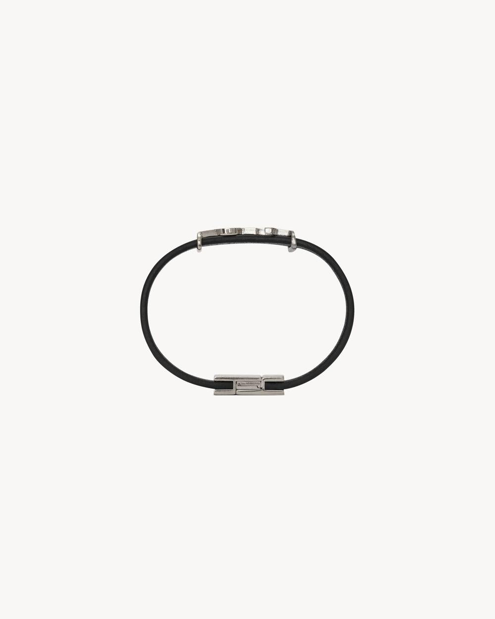 SAINT LAURENT Women cassandre bracelet in leather BLACK 7088150IH0E1000