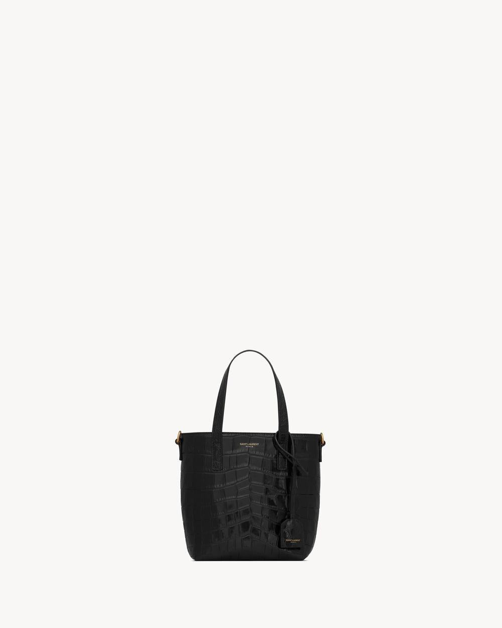 SAINT LAURENT Women saint laurent toy shopping bag in crocodile-embossed leather NOIR 712367AAAOH1000