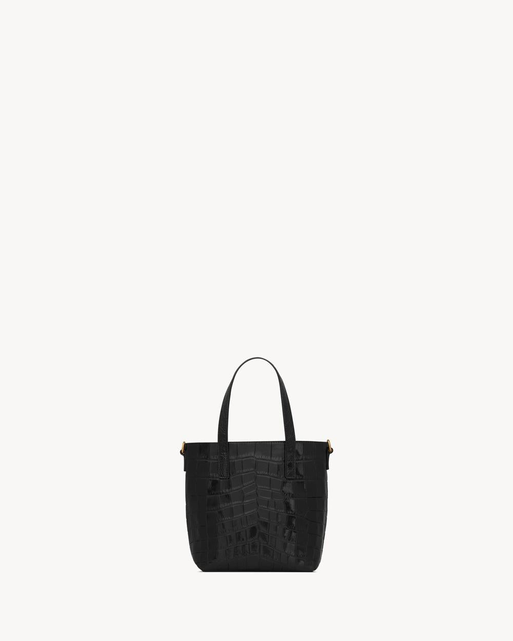 SAINT LAURENT Women saint laurent toy shopping bag in crocodile-embossed leather NOIR 712367AAAOH1000