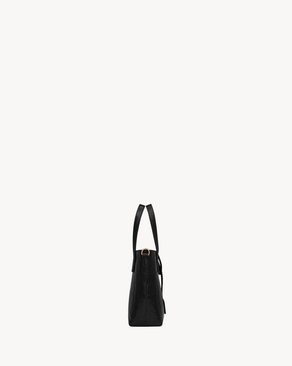 SAINT LAURENT Women saint laurent toy shopping bag in crocodile-embossed leather NOIR 712367AAAOH1000