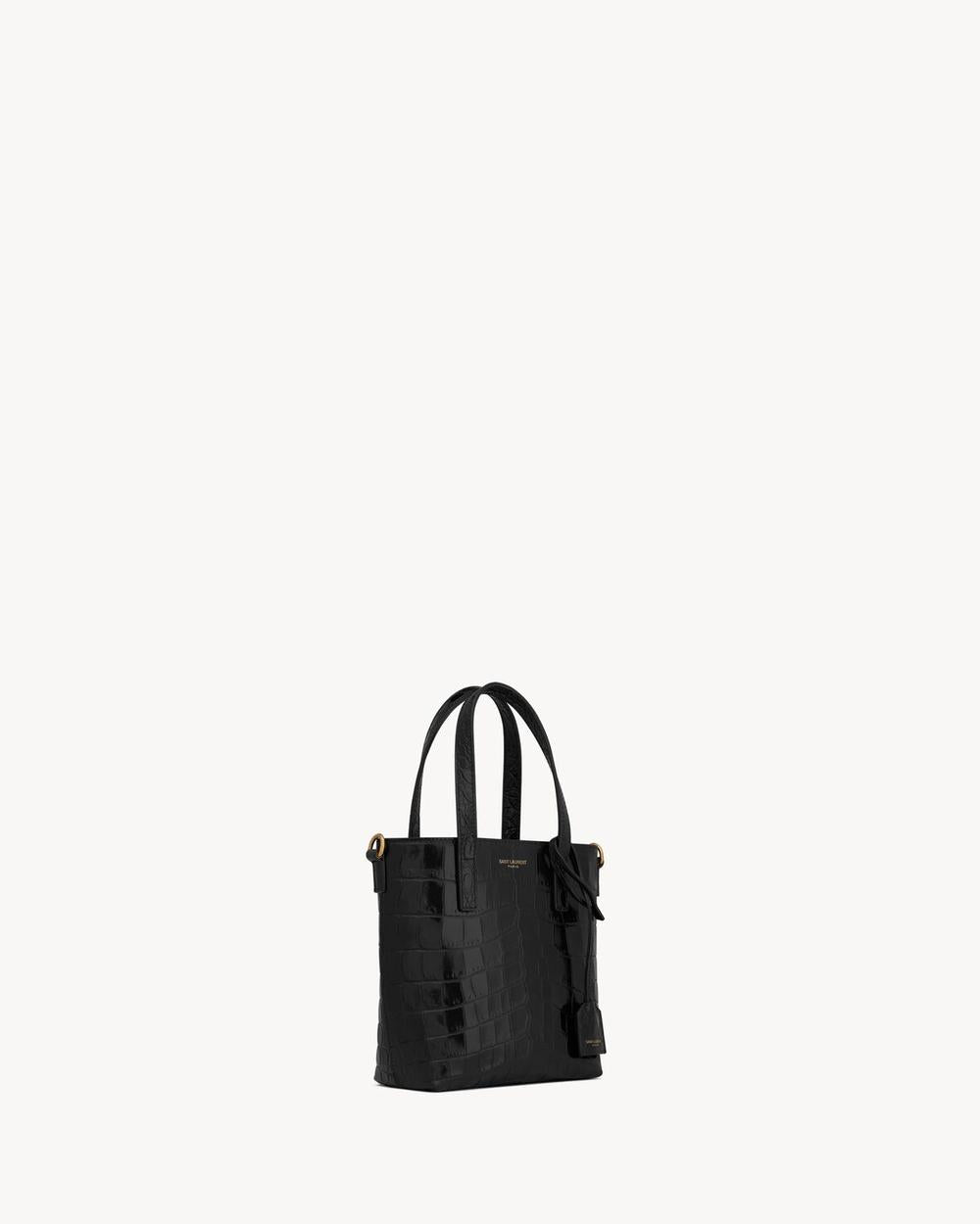 SAINT LAURENT Women saint laurent toy shopping bag in crocodile-embossed leather NOIR 712367AAAOH1000