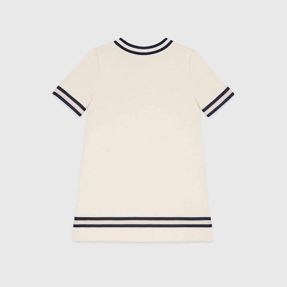 GUCCI Kids Children cotton jersey dress with Horsebit White 718772 XJE3J 9061