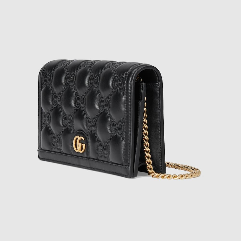 GUCCI Women GG Matelassé chain wallet Black leather 723787 UM8IG 1000