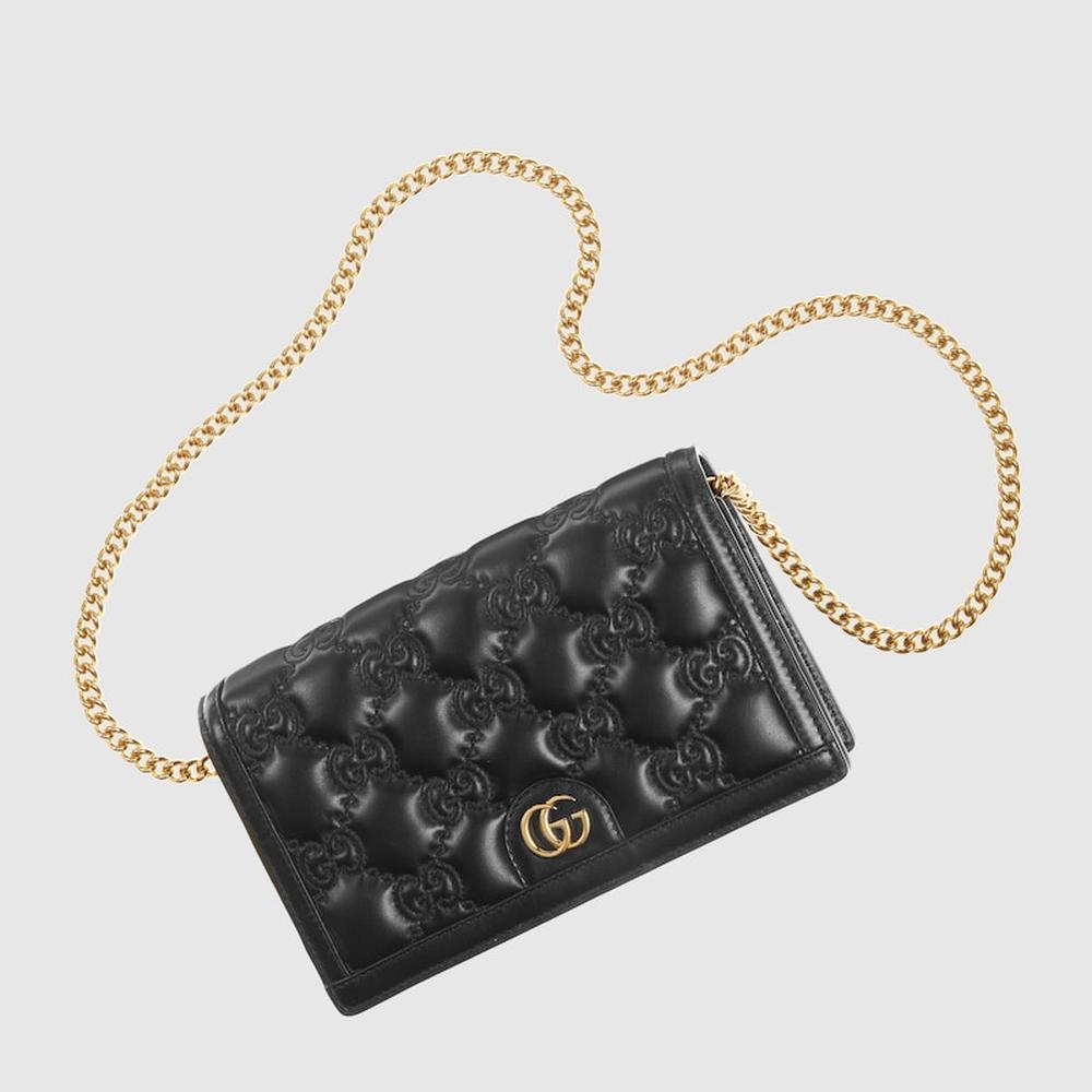 GUCCI Women GG Matelassé chain wallet Black leather 723787 UM8IG 1000