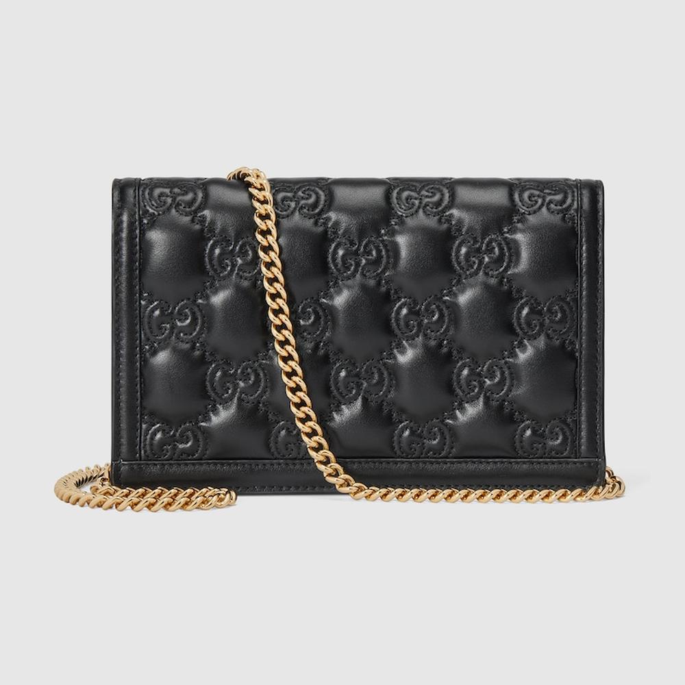 GUCCI Women GG Matelassé chain wallet Black leather 723787 UM8IG 1000