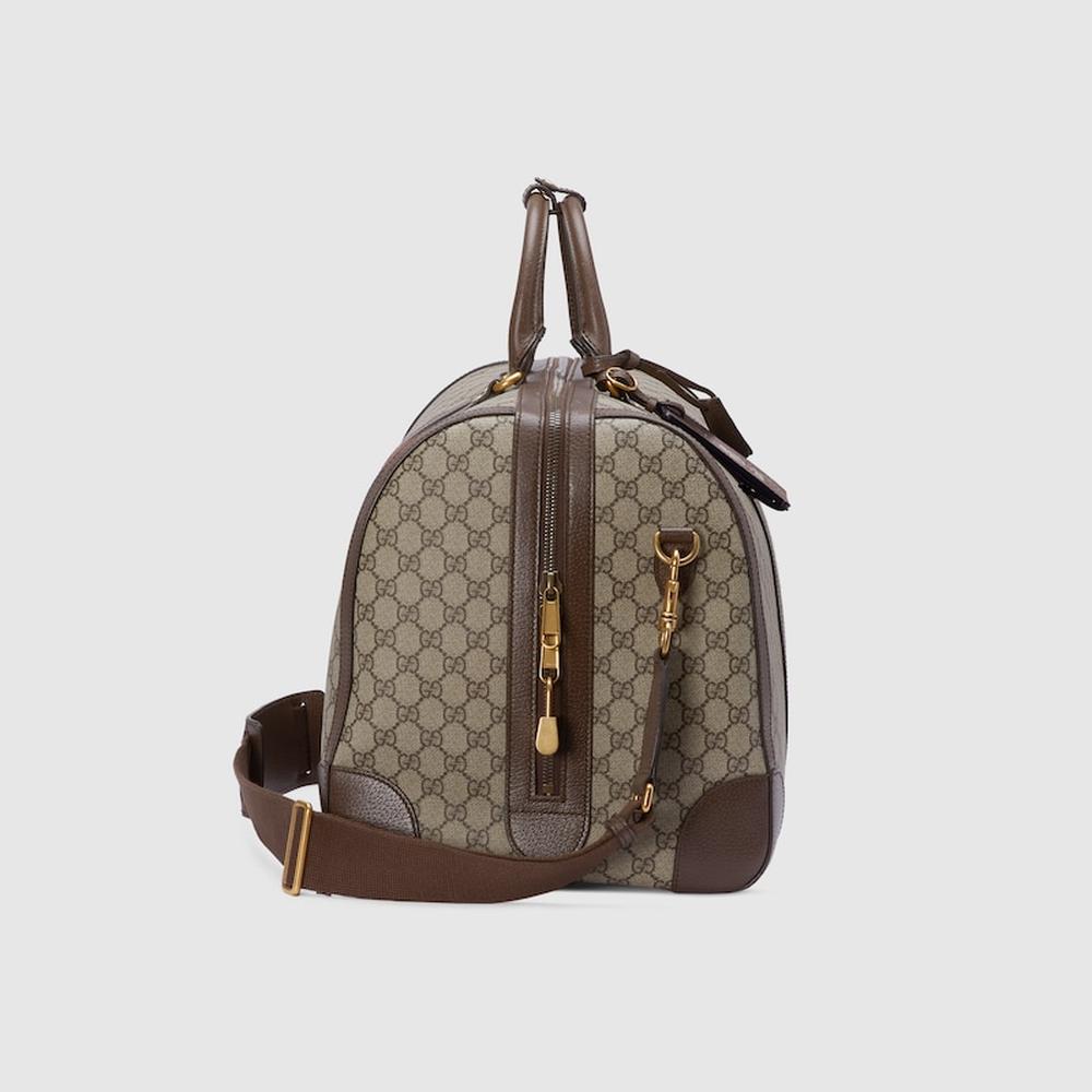 حقيبة دافل كبيرة للرجال من GUCCI Gucci Savoy باللون البيج والأبنوس من قماش GG Supreme 724612 9C2ST 8746