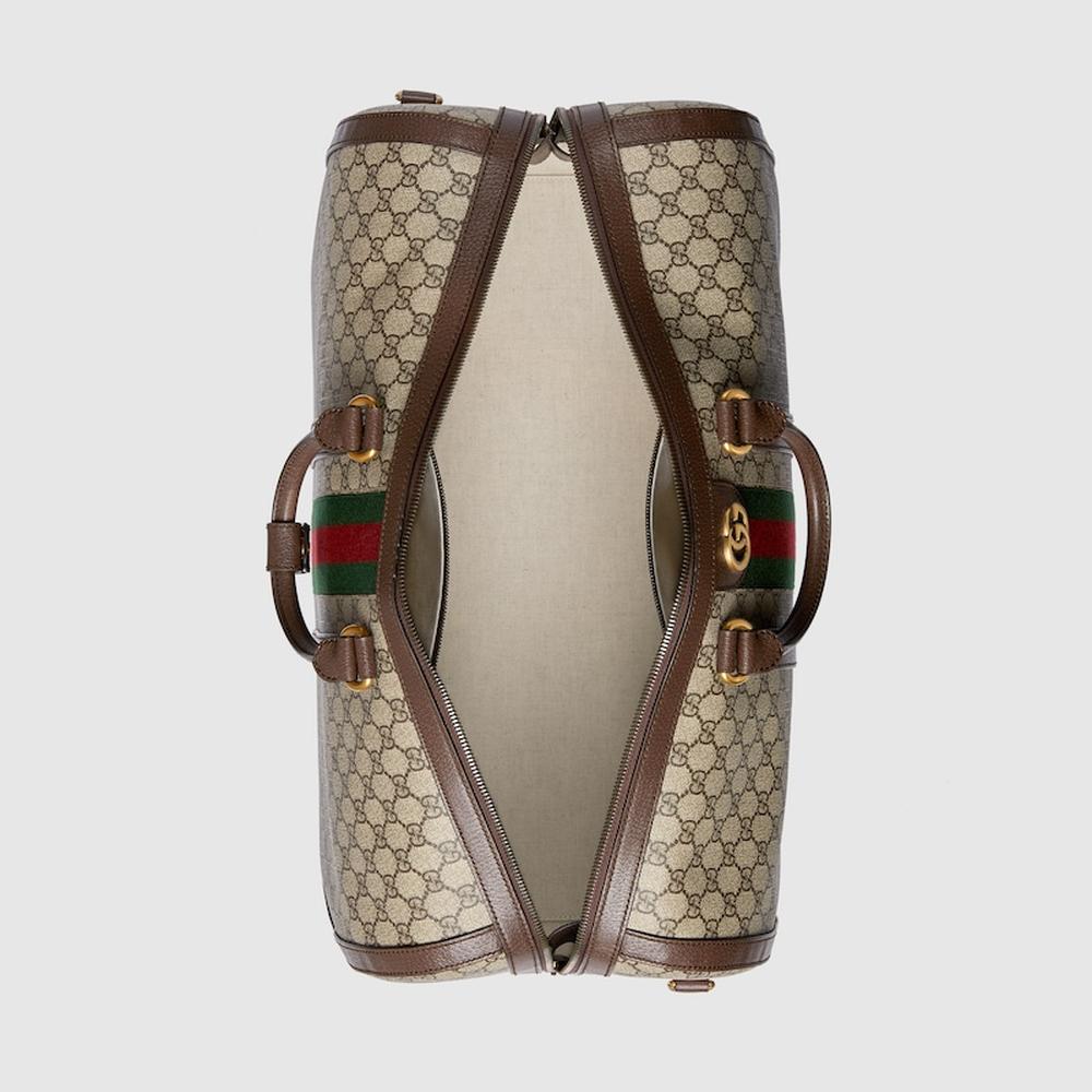 حقيبة دافل كبيرة للرجال من GUCCI Gucci Savoy باللون البيج والأبنوس من قماش GG Supreme 724612 9C2ST 8746