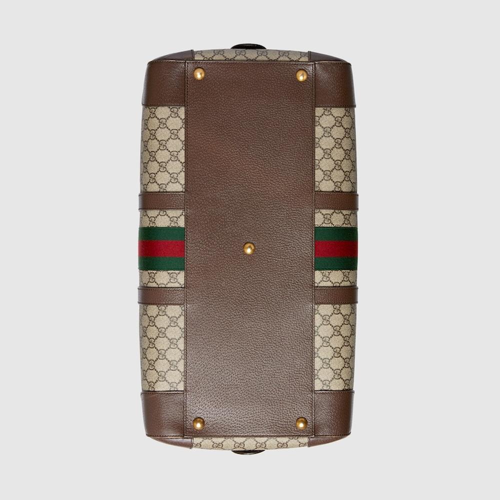 حقيبة دافل كبيرة للرجال من GUCCI Gucci Savoy باللون البيج والأبنوس من قماش GG Supreme 724612 9C2ST 8746